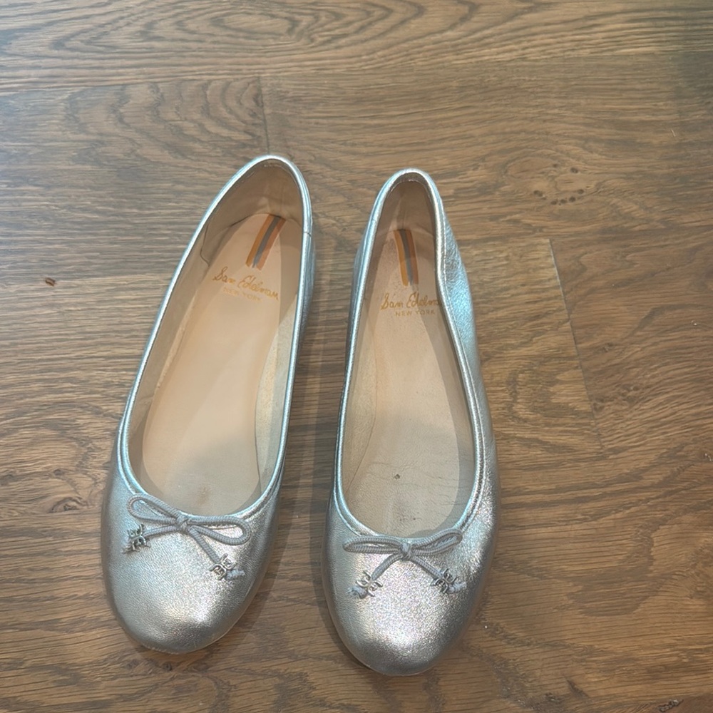 Sam Edelman Silver Ballet Flats with Bow